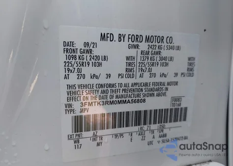 2021 Ford Mustang Mach-E Premium from USA, damaged, VIN 3FMTK3RM0MMA56808